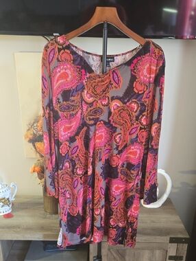 Fashion Bug Pink & Orange Paisley Tunic